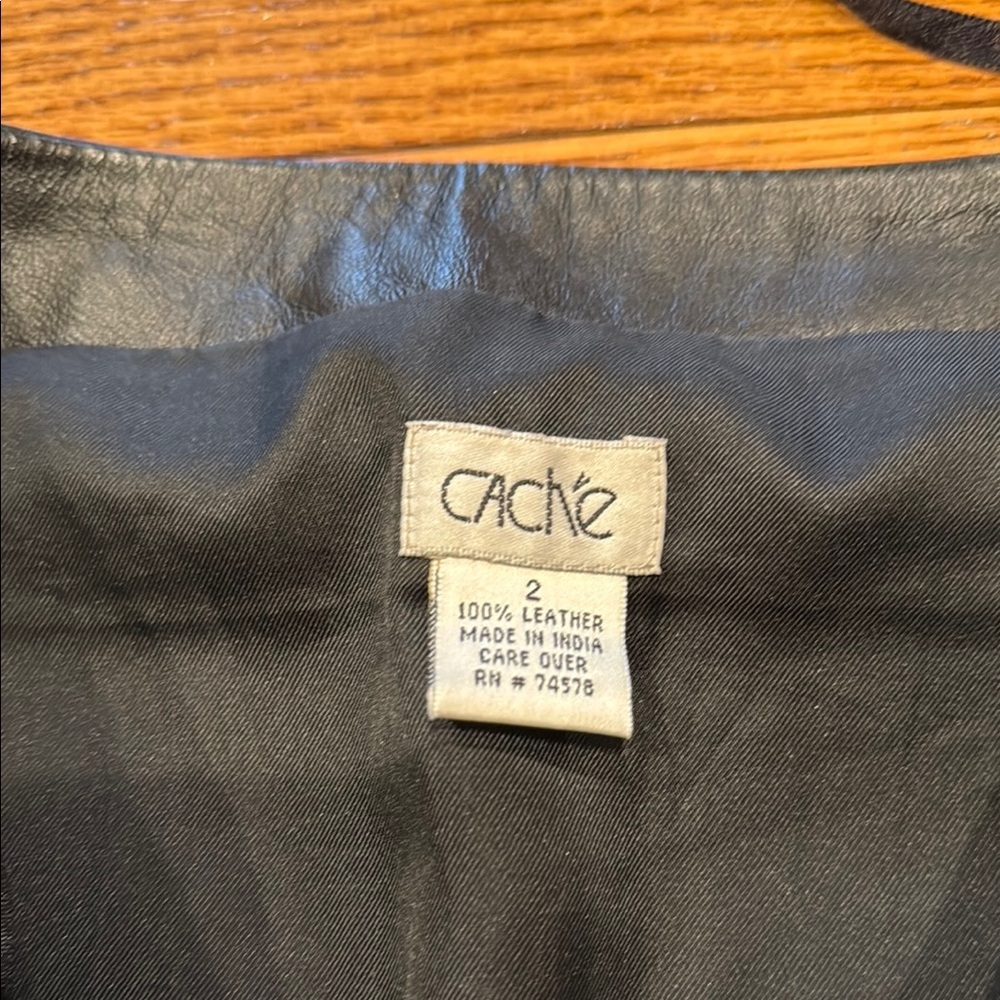 Cache Black Leather Skirt,size 2 - Picture 2 of 9